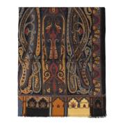 Etro Paisley Print Ull Silkesschal Multicolor, Dam