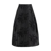 Fabiana Filippi Elegant Midi Flared Jacquard Kjol Black, Dam