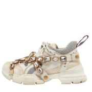 Gucci Vintage Pre-owned Laeder sneakers Beige, Dam