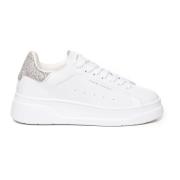 Crime London Vita Glitter Nit Läder Sneakers White, Dam