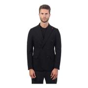 Mulish Slim Fit Dubbelknäppt Viskosjacka Black, Herr