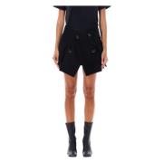 Sacai Svart Ull Mini Kjol Aw24 Black, Dam