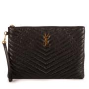 Yves Saint Laurent Vintage Pre-owned Laeder kuvertvskor Black, Dam