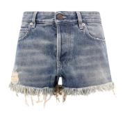 Balenciaga Denim Shorts med Baklogo Patch Blue, Dam