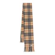 Burberry Lyxigt Cashmere Scarf med Fransade Profiler Beige, Dam