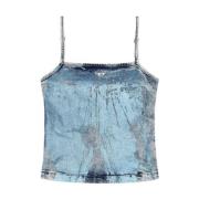 Diesel Monogram Denim Top med Dragkedja Blue, Dam