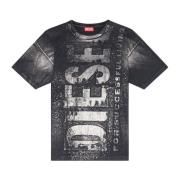 Diesel Frontal Logo Bomull T-shirt Regular Fit Black, Herr