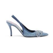 Diesel Denim slingback décolleté med distressed effekt Blue, Dam