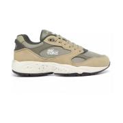 Lacoste Vintage Suede Trainers i Khaki Beige, Herr