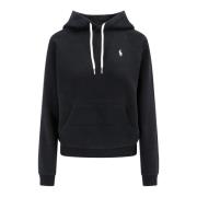 Polo Ralph Lauren Broderad Logga Bomullsweatshirt med Huva Black, Dam