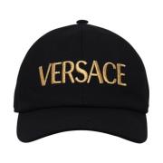 Versace Bomullskeps med broderad logotyp Black, Dam