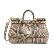 Dolce & Gabbana Animalier Läderhandväska med Flap Stängning Multicolor...