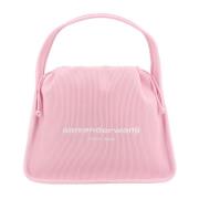 Alexander Wang Stickad Axelväska med Frontal Logo Pink, Dam