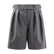 Brunello Cucinelli Ull Bermuda Shorts med Veck Gray, Dam