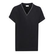 Brunello Cucinelli Svart T-shirt Kort Ärm Regular Fit Black, Dam