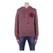 Elisabetta Franchi Bordeaux Huvtröja med Broderade Detaljer Red, Dam