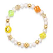 Nialaya Mens Pair of Dice Pearl Bracelet Yellow, Herr