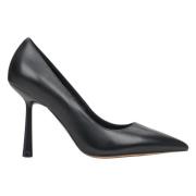 Estro Svarta Läderhögklackade Pumps Black, Dam