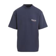 Balenciaga Blå Vit Stor Passform Tshirt Blue, Herr