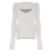 Kocca Mohair Ull Cut-Out Hals Jumper White, Dam