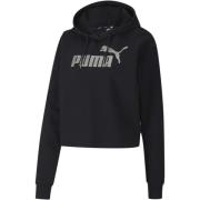 Puma Metallic Cropped Hoody med Gummilogo Black, Dam