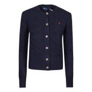 Ralph Lauren Stilren Stickad Cardigan Sweater Blue, Dam