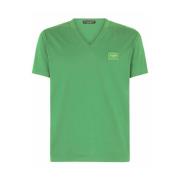 Dolce & Gabbana Avslappnad Bomull T-shirt med Unik Design Green, Herr