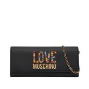 Love Moschino Svart Clutch med Strasskedja Black, Dam