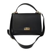 Patrizia Pepe Svart Hammare Läder Crossbody Väska Black, Dam