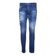 Dsquared2 Blå Denim Jeans med Blekt Effekt Blue, Herr