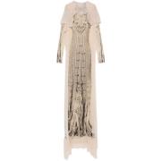 Jean Paul Gaultier Beige Mesh Stickad Klänning med Tryck Beige, Dam