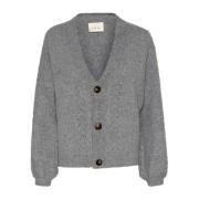 Cream Stickad Cardigan Asfalt Melange Stilren Gray, Dam