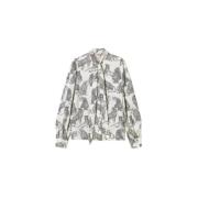 Twinset Jacquard Jaguar Print Skjorta White, Dam