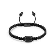 Nialaya Mens Black String Bracelet with Black CZ Flatbead Black, Herr