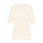 Courrèges Broderad Solar Top Tröja Beige, Dam