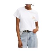 Twinset T-shirt med patch och broderi White, Dam