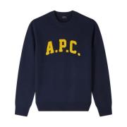 A.p.c. Blå Tröja Mjukt Varmt Tjockt Material Blue, Herr