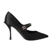 Dolce & Gabbana Svarta kristall Mary Jane klackar pumpar Black, Dam