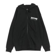 Thrasher Logo Zip Hoodie Sweatshirt Svart/Vit Black, Herr