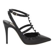 Valentino Garavani Svarta Läder Rockstud Pumps Black, Dam