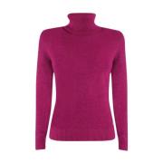 YES ZEE Dam Lurex Detalj Turtleneck Tröja Pink, Dam