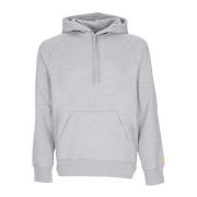 Carhartt Wip Grå Hooded Chase Sweatshirt med Guld Accenter Gray, Herr