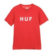 HUF Logo Herr T-shirt Röd/Vit Red, Herr