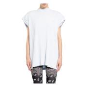 The Attico Blå Ribbad Jersey T-Shirt med Logga White, Dam