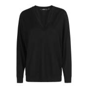 Seventy V-ringad topp i trendig stil Black, Dam