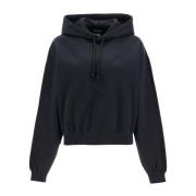 Y-3 Borstad Jersey Boxy Hoodie med Logotyp Black, Dam