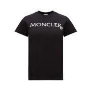 Moncler Broderad Logotyp T-shirt Black, Dam