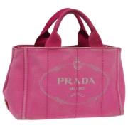 Prada Vintage Pre-owned Canvas handvskor Pink, Dam