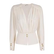 Elisabetta Franchi Elegant Vit Skjorta för Kvinnor Beige, Dam