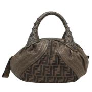 Fendi Vintage Pre-owned Canvas handvskor Brown, Dam